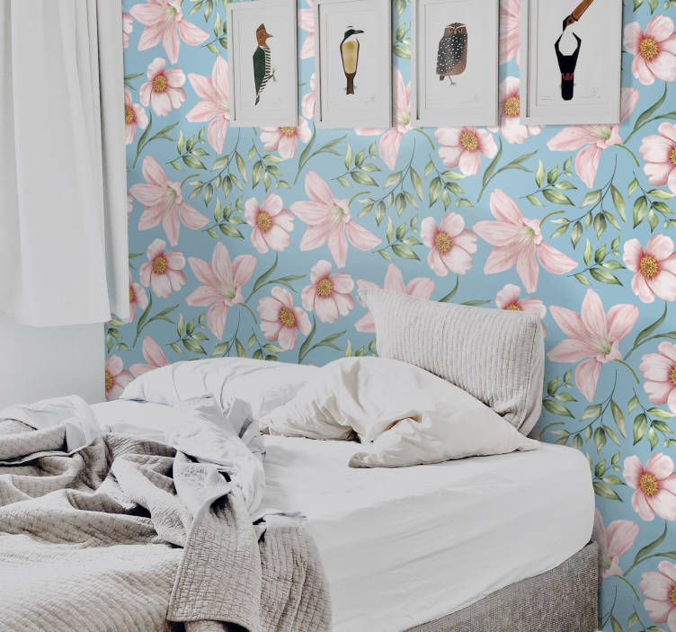 Romantic vintage decor flowery wallpaper - TenStickers