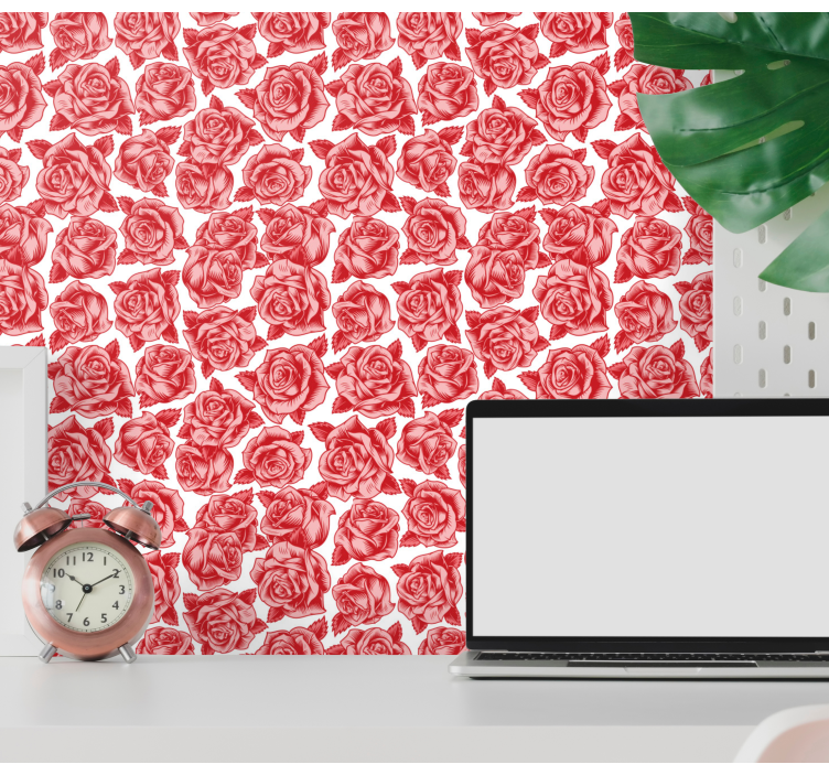 Rose Pattern Elegance flowers wallpaper - TenStickers