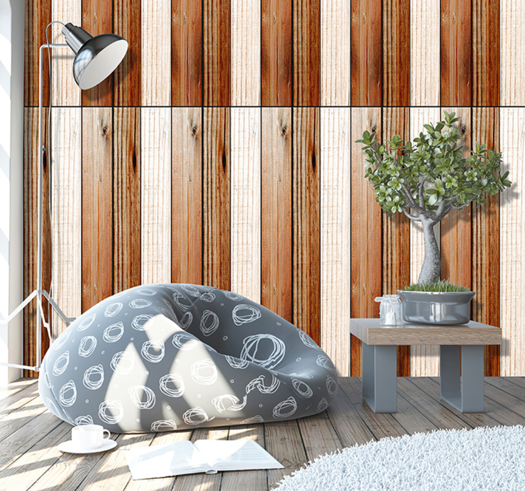Rustic Timber Planks Wood Effect  Wallpaper - TenStickers