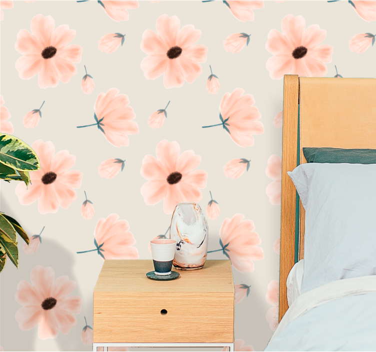 Soft elegant pattern flowers wallpaper - TenStickers