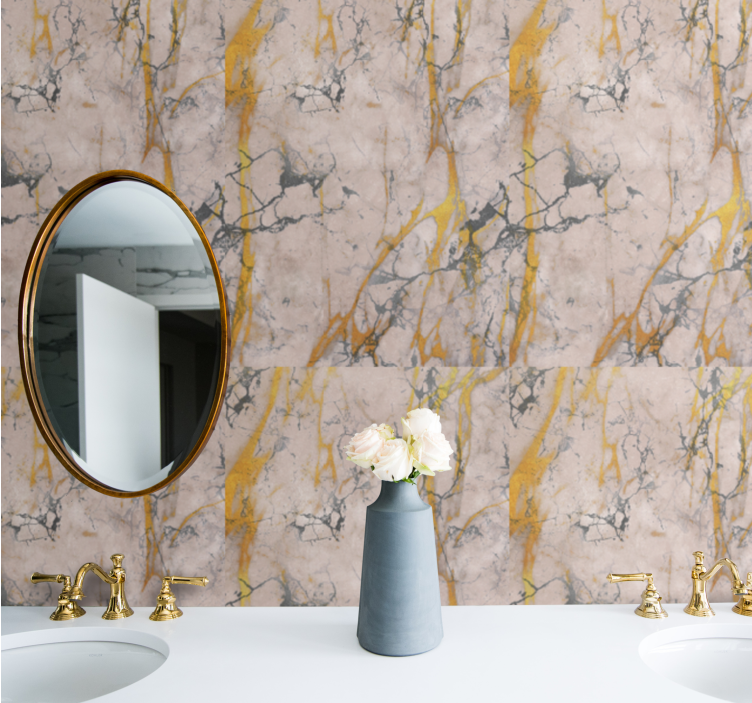 Sophisticated marble finish bathroom wallpaper - TenStickers