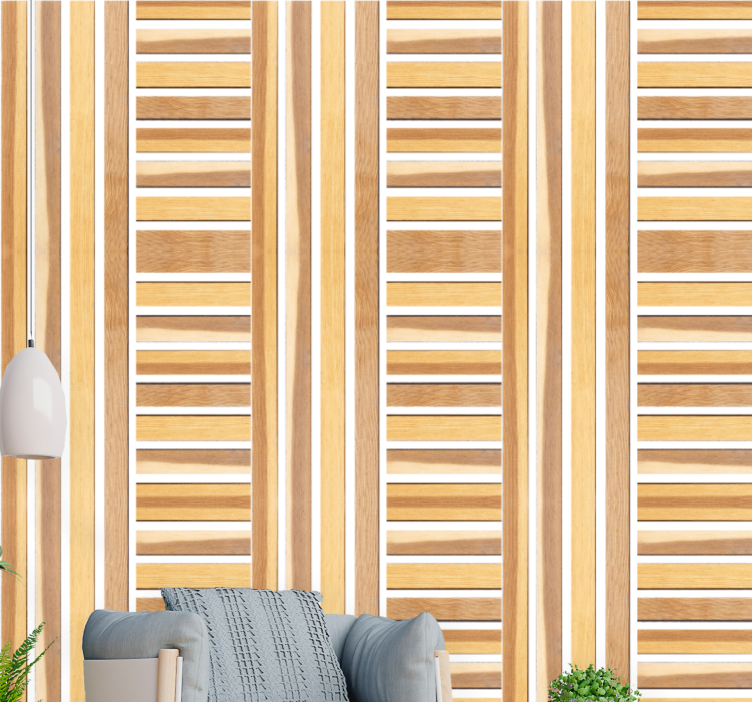 Lined Timber wallpaper striped - TenStickers