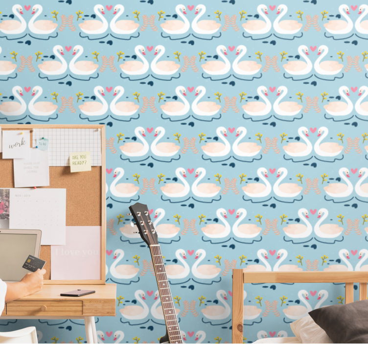Swan Lake Pattern animals wallpaper - TenStickers