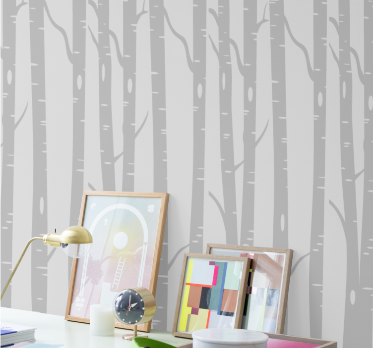 Tall birches forest scandinavian tree wallpaper - TenStickers