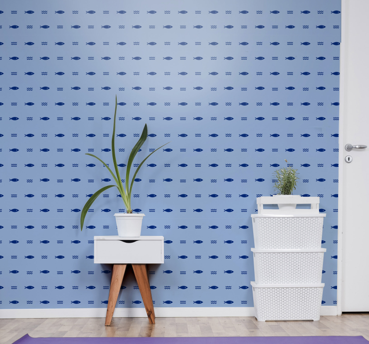 Underwater Blue Pattern fishes wallpaper - TenStickers