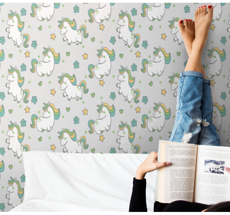 Unicorn Fantasy wallpaper childrens room - TenStickers