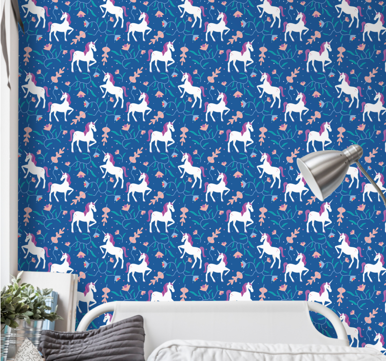 Unicorn Fantasy Pattern animals wallpaper - TenStickers