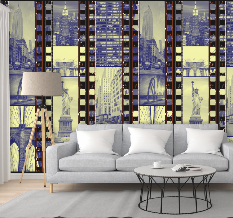 Urban Filmstrip Panorama city wallpaper - TenStickers