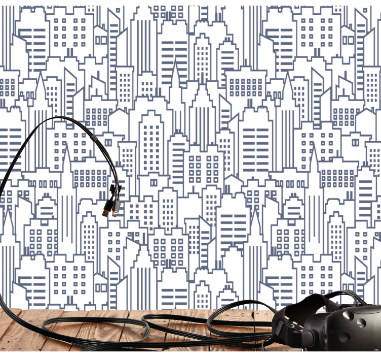 Urban Skyline Silhouettes city wallpaper - TenStickers