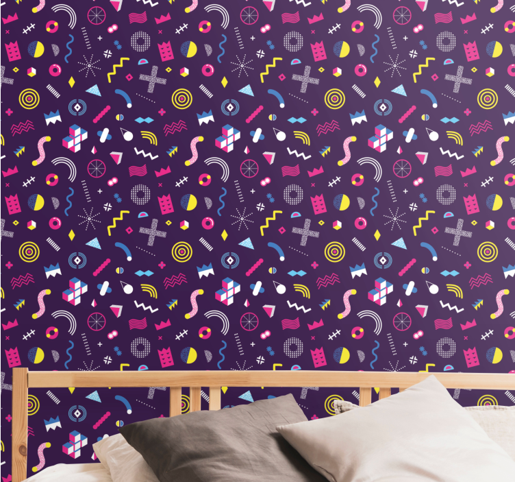 Vibrant Retro Shapes wallpaper geometric - TenStickers