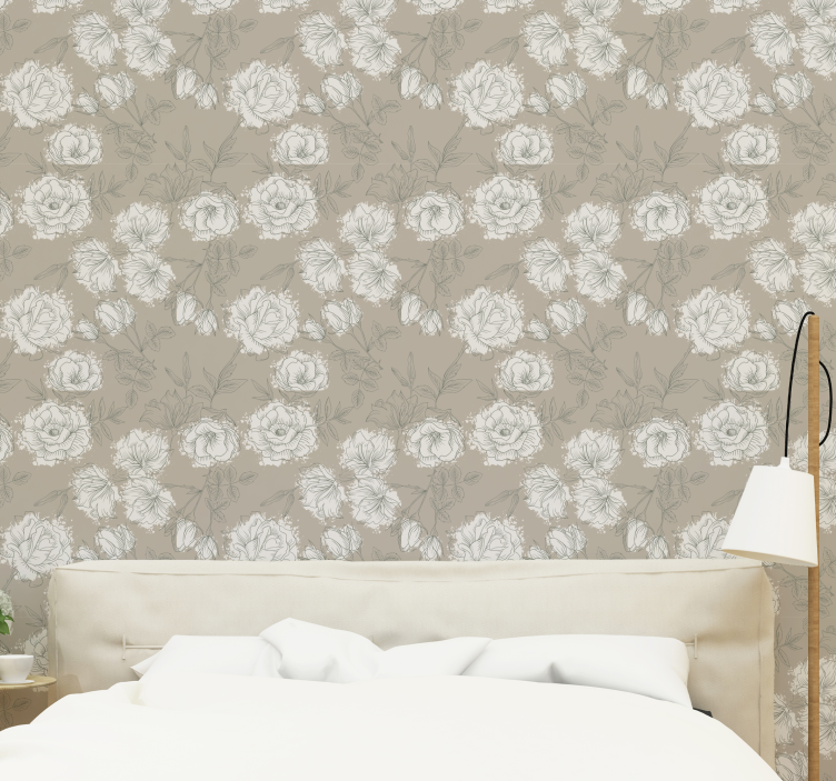 Vintage style peony wallpaper Flower Wallpaper - TenStickers