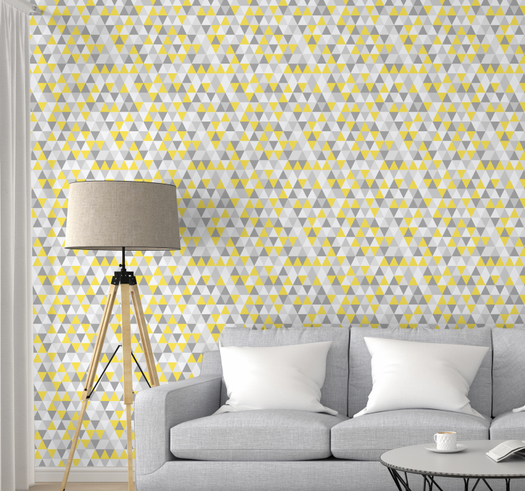Triangle wallpaper yellow and gray shapes - TenStickers