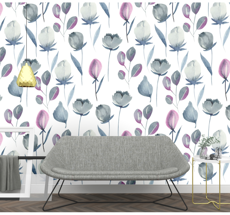 Watercolor Florals flowers wallpaper - TenStickers