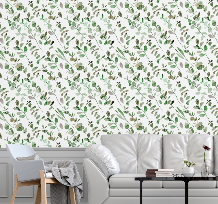 White background with branches tree wallpaper - TenStickers