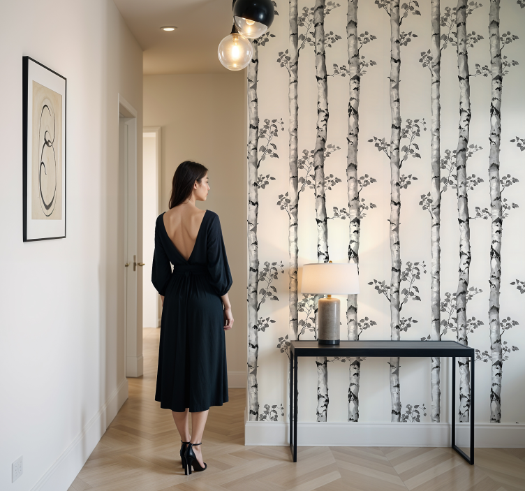 Winter large trees entrance wallpaper - TenStickers