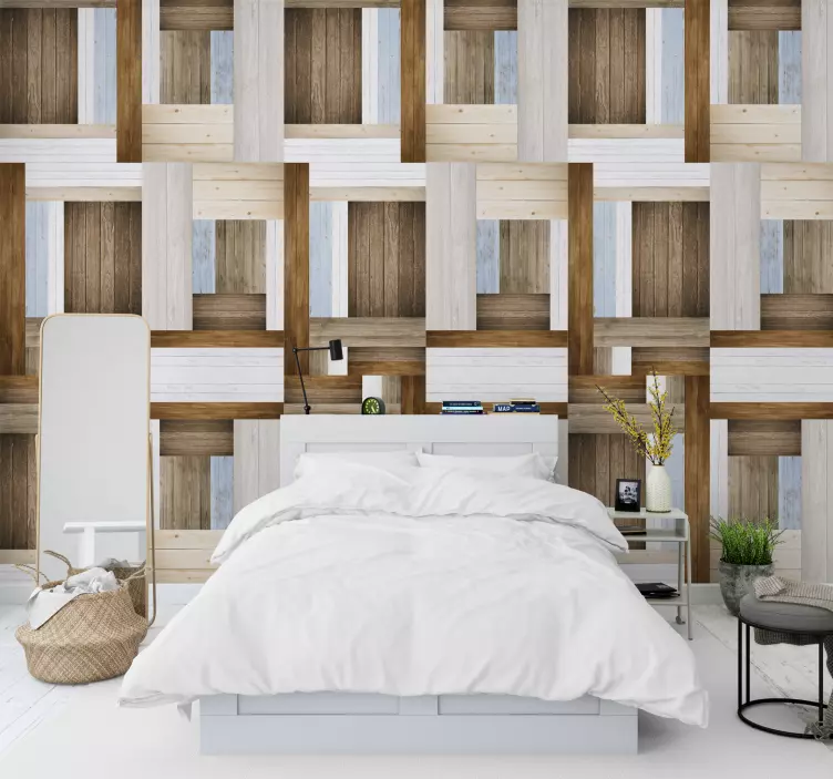 Wooden Labyrinth Textured Wallpaper - TenStickers