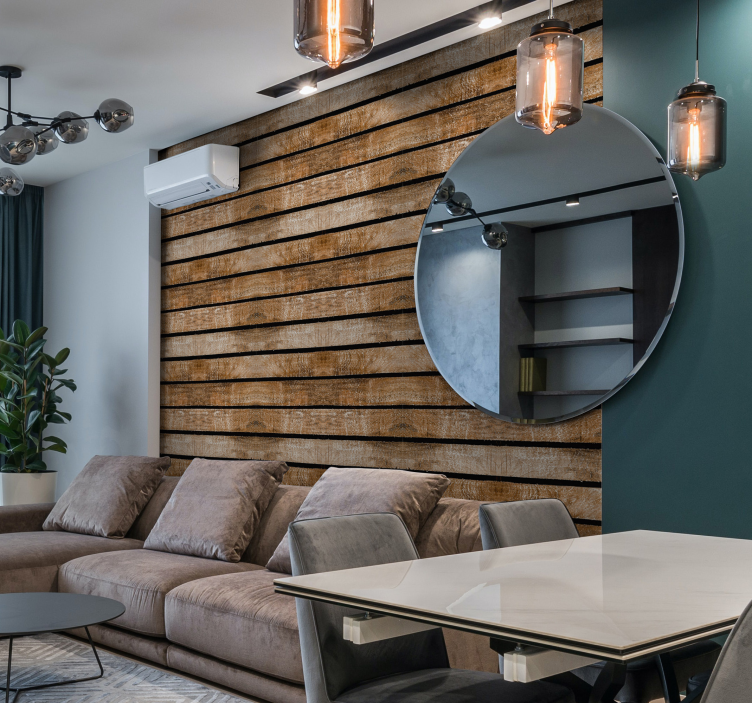 Wooden pallet living room wallpaper - TenStickers