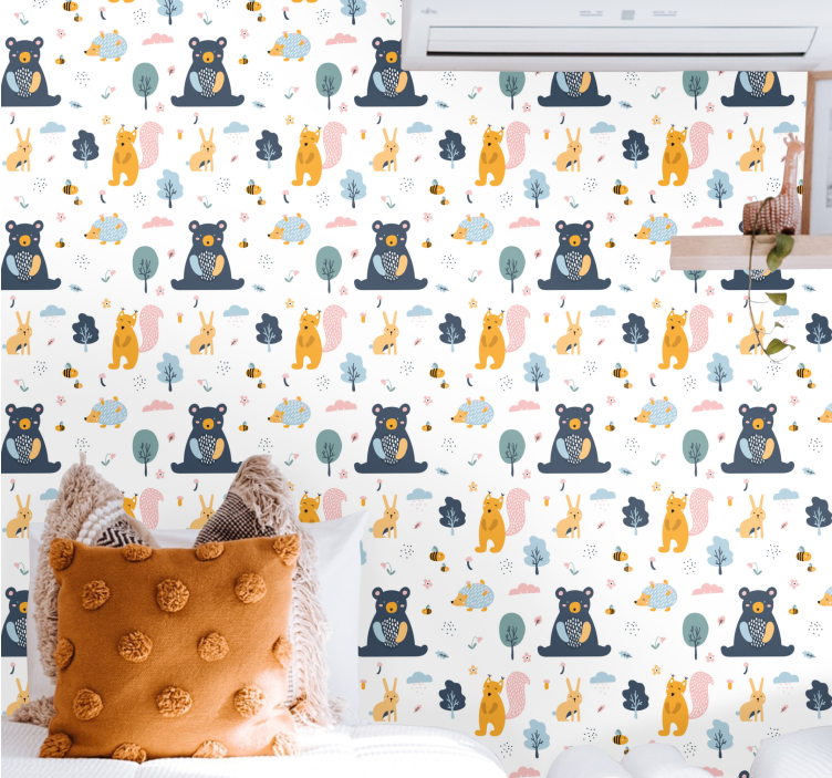 Woodland Animals nursery room wallpaper - TenStickers